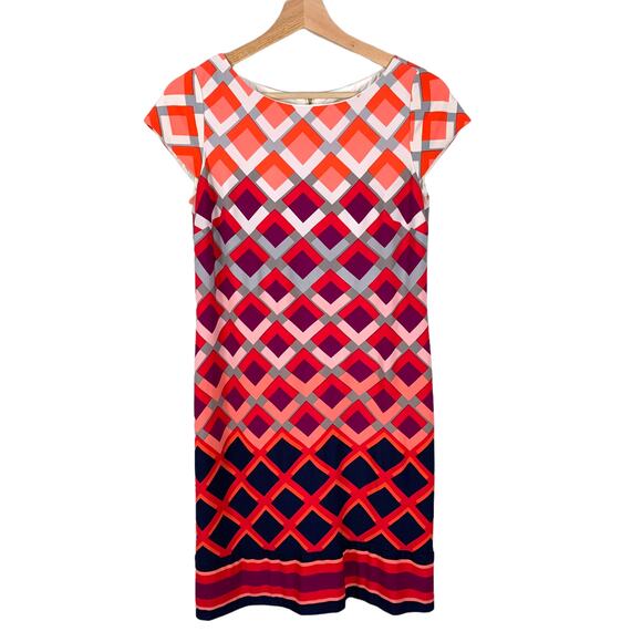 Eliza J Pink Ombre Diamond Shift Stretch Dress 4 S Small Short Cap Sleeve - Picture 2 of 10